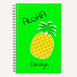 Aloha, niedliche Ananas, Ihr Name, einfaches Desig Notizbuch