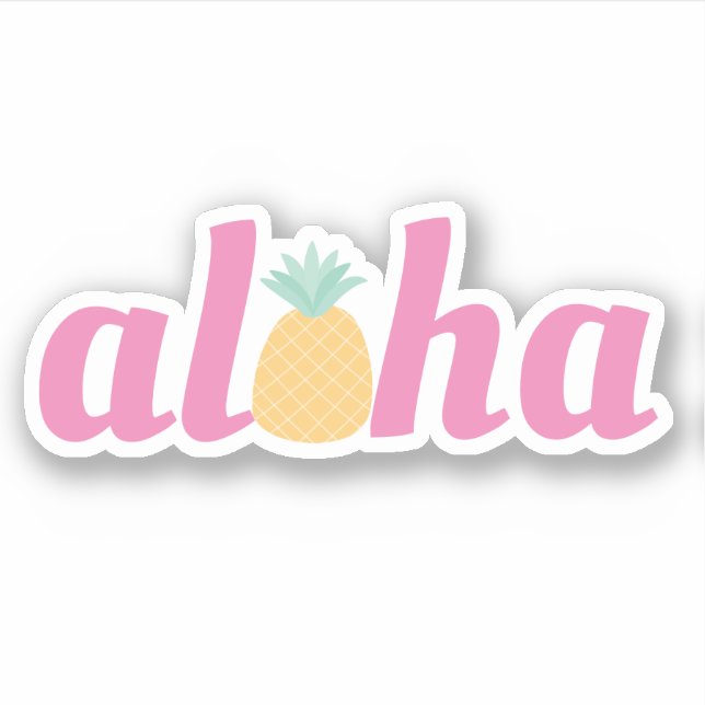 Aloha - Niedliche Ananas-Kontur Aufkleber (Vorderseite)