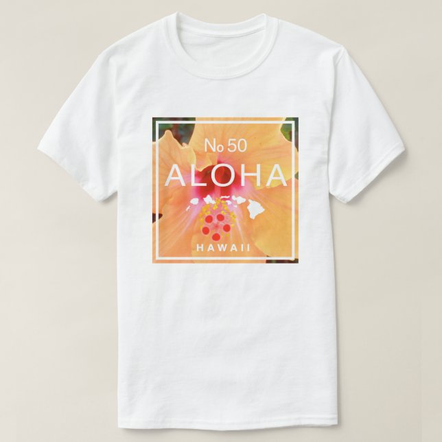 Aloha No 50 Orange Hibiskus T-Shirt (Design vorne)