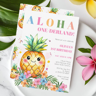 Aloha Onederland Sommer Ananas 1. Geburtstag Inv Einladung