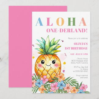 Aloha Onederland Tropische Ananas 1. Geburtstag Einladung