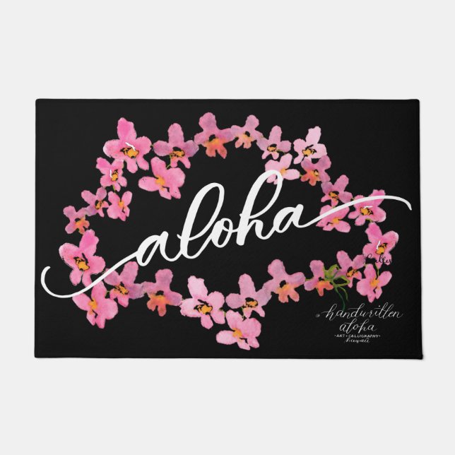 Aloha-Orchideen-Willkommensmatte Fußmatte (Vorderseite)