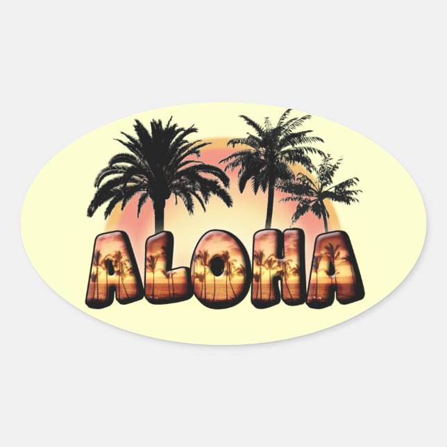 Aloha Ovaler Aufkleber (Vorderseite)