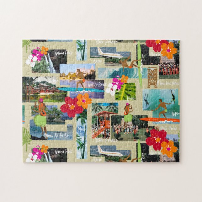 Aloha Paradise Hawaiianische Vintage Postkarte (Horizontal)