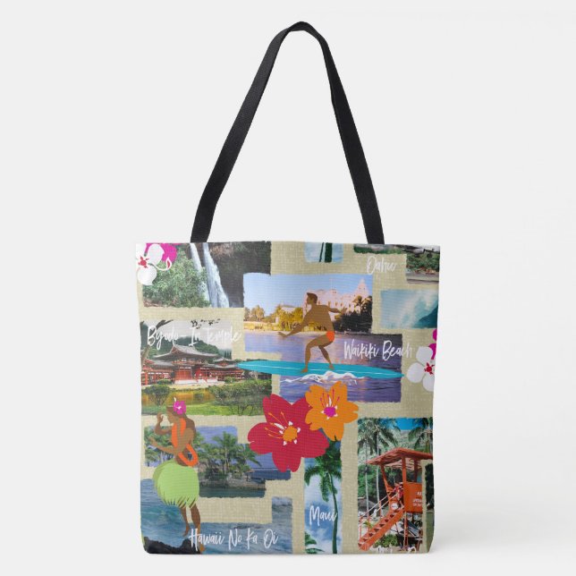 Aloha Paradise Hawaiianische Vintage Postkarte Tasche (Vorderseite)