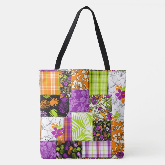 Aloha Patchwork Hawaiian Beach Bag - Violet Tasche (Vorderseite)