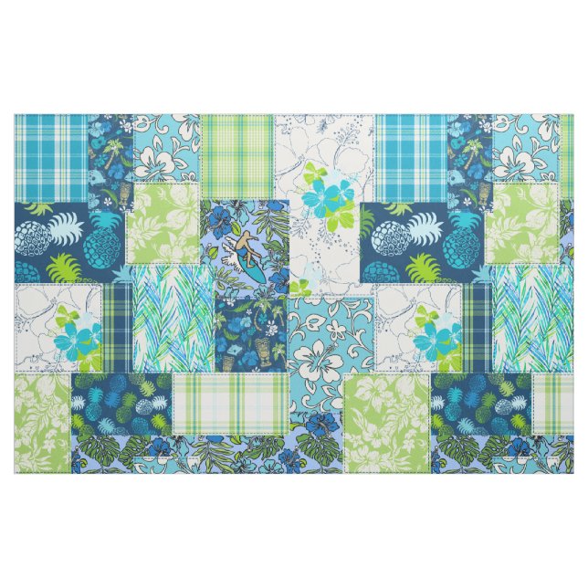 Aloha Patchwork Hawaiian Tropical Prints - Aquamar Stoff (Fat Quarter (45,7 x 55,9 cm))