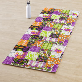 Aloha Patchwork Hawaiian Tropical Prints - Violet Yogamatte