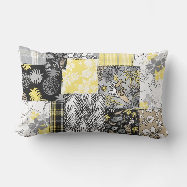 Aloha Patchwork Hawaiianische Tropenprinzen - Neut Kissen Für Draußen (Vorderseite)
