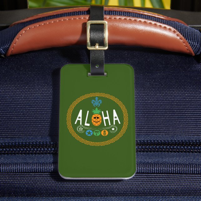 Aloha Pineaple Design - Doppelseitige Gepäckmarke Gepäckanhänger (Vorderseite Insitu 2)