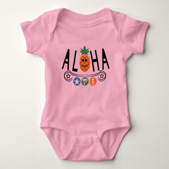 Aloha Pineappdesign - Baby Jersey Bodysuit Strampler (Vorderseite)