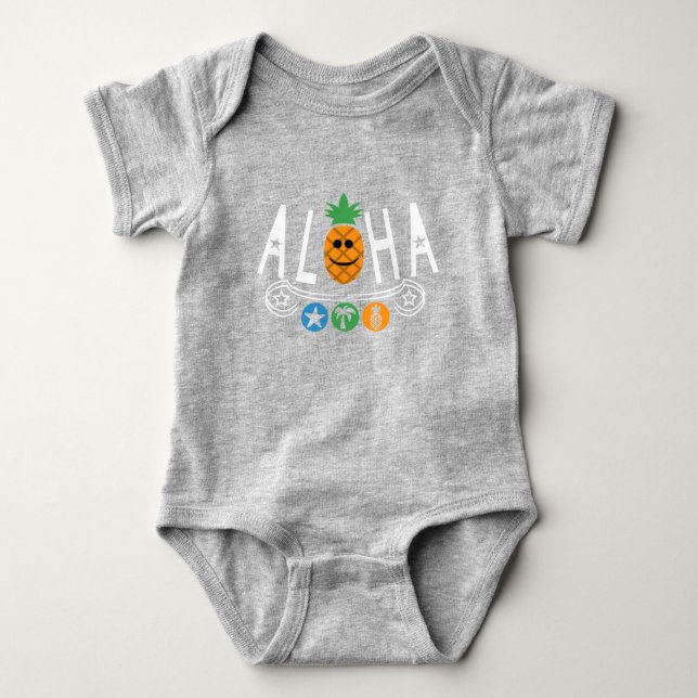 Aloha Pineappdesign - Baby Jersey Bodysuit Strampler (Vorderseite)