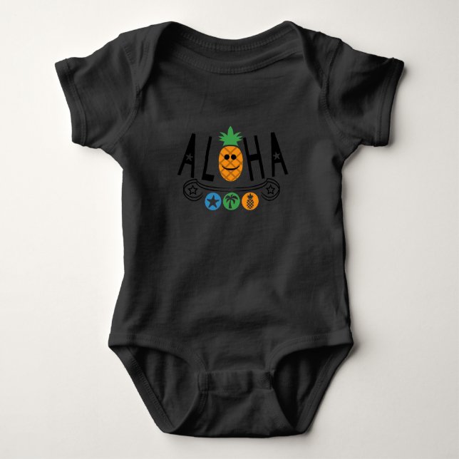 Aloha Pineappdesign - Baby Jersey Bodysuit Strampler (Vorderseite)