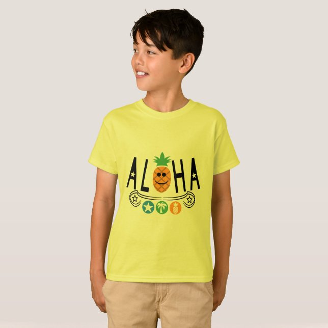 Aloha Pineappdesign - Kinderhähne TAGLESS® T-Sh T-Shirt (Vorne ganz)