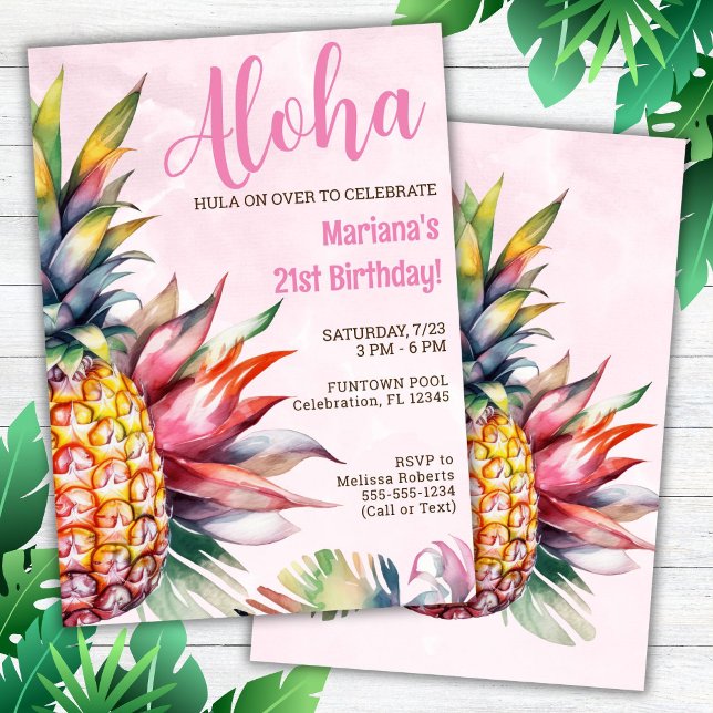 Aloha Pineapple Anniversaire Fête Invitation (Créateur téléchargé)