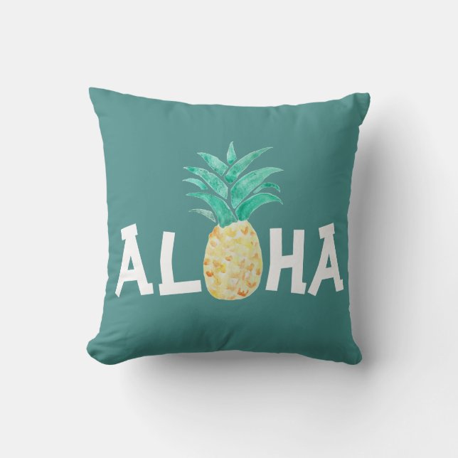 Aloha Pineapple Aquarelle Peinture Coussin (Recto)