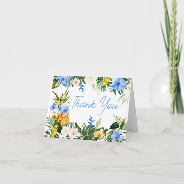 Aloha Pineapple Baby Shower Dankeskarte (Vorderseite)