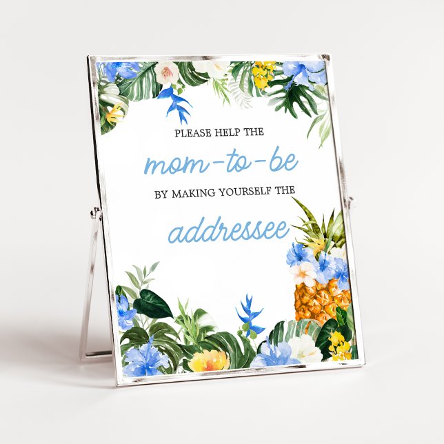 Aloha Pineapple Baby Shower Envelope Station Sign Poster (Aloha Baby Shower Sign)