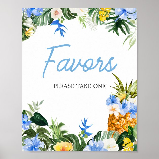 Aloha Pineapple Baby Shower Favors Sign Poster (Vorne)