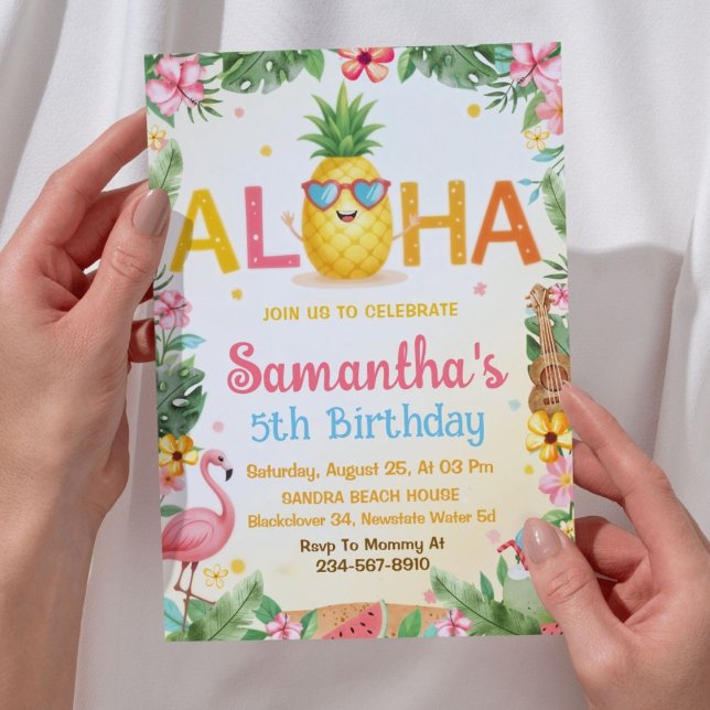 Aloha Pineapple Party Anniversaire Invitation (Aloha Pineapple Party Birthday Invitation)