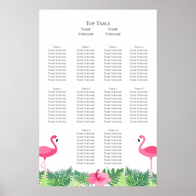 Aloha Pink Flamingo Tropical Wedding Plan Poster (Vorne)