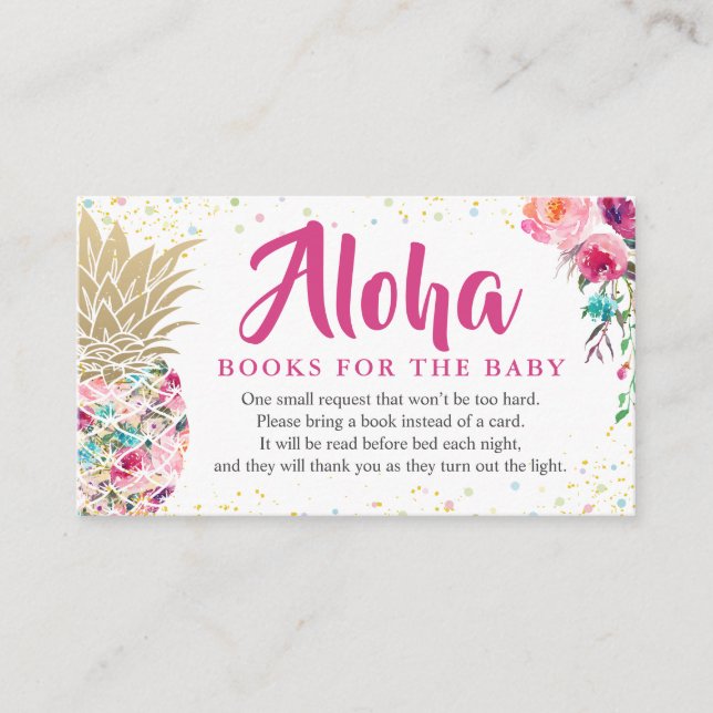 Aloha Pink Pineape Babydusche Buchanfrage Begleitkarte (Vorderseite)