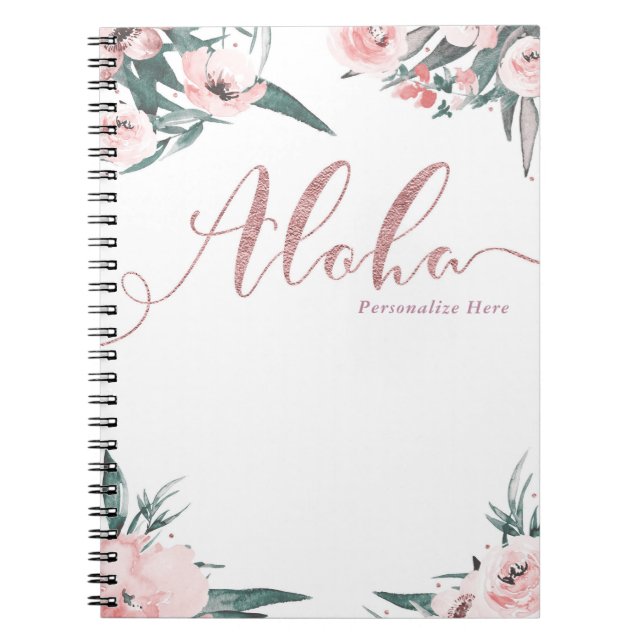 Aloha Pink Tropical Floral Moderne Wasserfarbe Notizblock (Vorderseite)