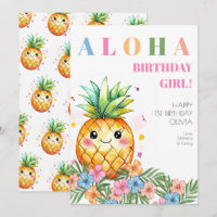 Aloha Pink Tropisches Ananas Glücklicher 1. Geburt