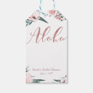 Aloha Pinke Tropische Sommer Blumen Hochzeitsdusch Geschenkanhänger