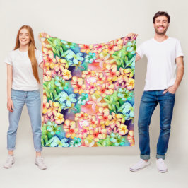 Aloha Plumeria Blume Aquarell Fleecedecke