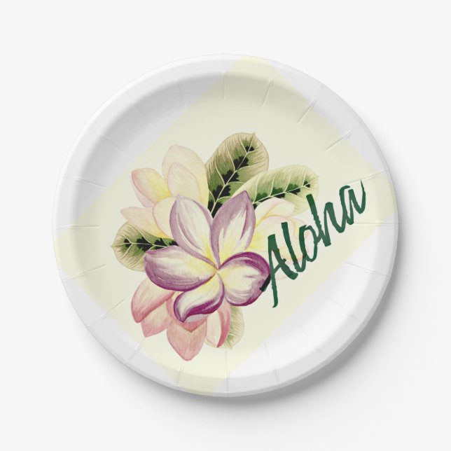 Aloha Plumeria Pappteller (Vorderseite)