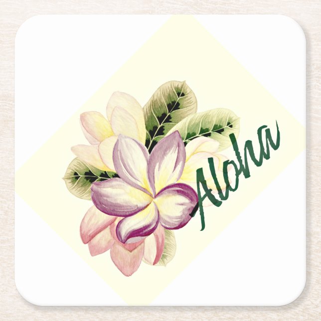Aloha Plumeria Rechteckiger Pappuntersetzer (Vorderseite)