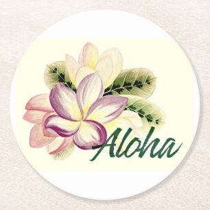 Aloha Plumeria Runder Pappuntersetzer