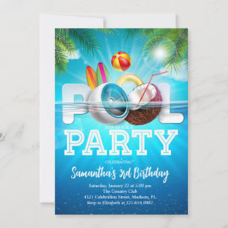Aloha Pool Party Geburtstag Einladung