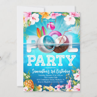 Aloha Pool Party Geburtstag Einladung