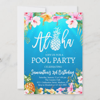 Aloha Pool Party Geburtstag Einladung