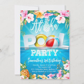 Aloha Pool Party Geburtstag Einladung