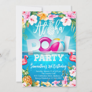 Aloha Pool Party Geburtstag Einladung