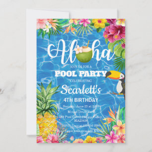 Aloha pool Party Hawaii Geburtstagseinladung Einladung