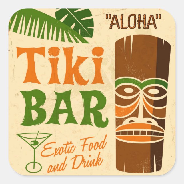 Aloha Poster Quadratischer Aufkleber (Vorderseite)