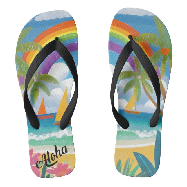 Aloha Print Slippers - Flip Flops (Fußbett)