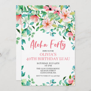 Aloha Quarty Tropical Luau Invitation Anniversaire
