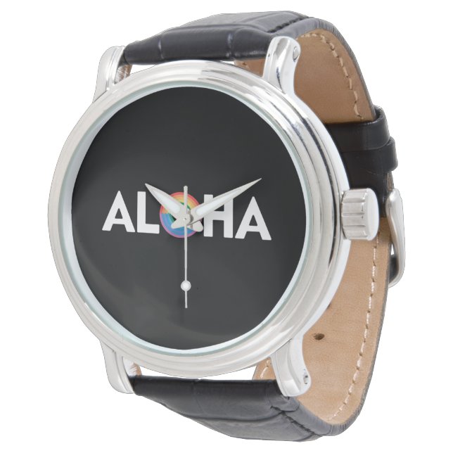 Aloha Rainbow Island Hawaii Pride LGBTQ Armbanduhr (Schrägansicht)