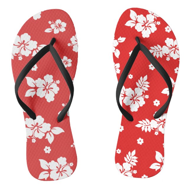 Aloha Red Classic Hawaiian Seamless Pattern Flip Flops (Fußbett)