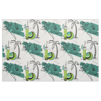 ALOHA: RETRO STRAND GRAFIK IN AQUA UND GREEN STOFF