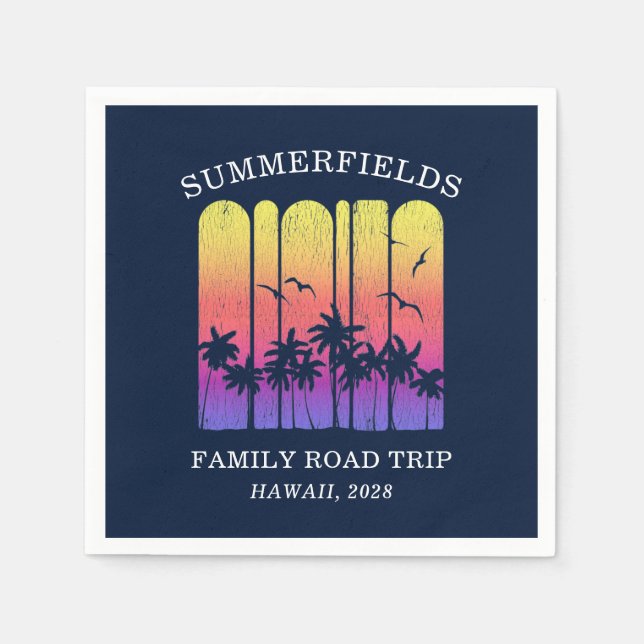 Aloha Retro Tropical Road Trip Matching Family Serviette (Vorderseite)