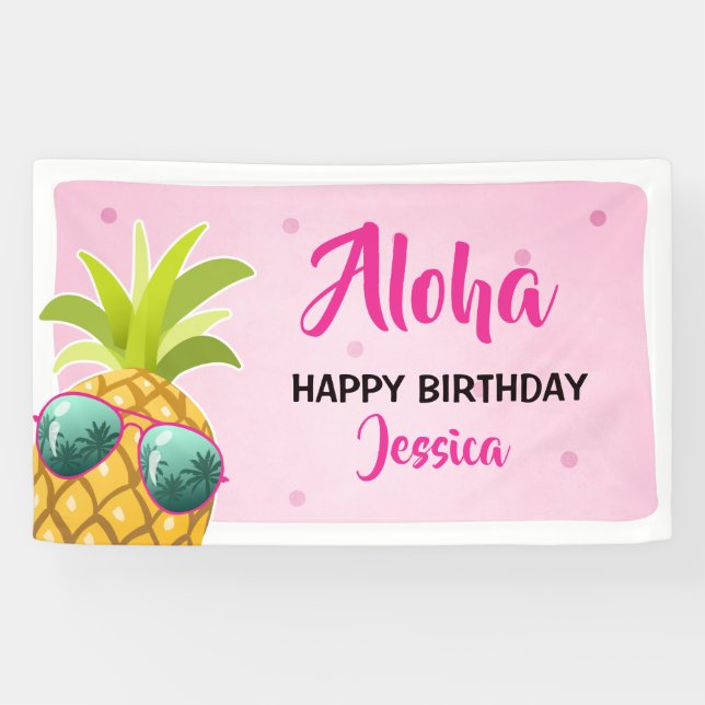 Aloha rose tropical de Luau de bannière (Horizontal)