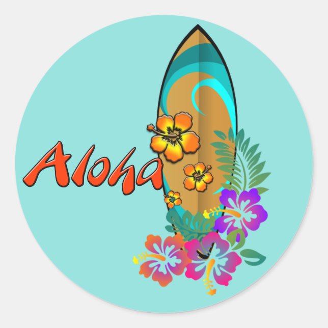 Aloha Runder Aufkleber (Vorderseite)