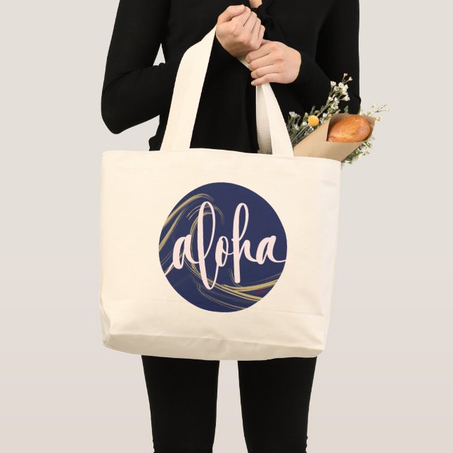 Aloha Sac fourre-tout Bleu foncé Or avec thème Kai (Devant (produit))