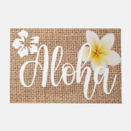 Aloha schöne Blüte auf Burlap Hawaii Sommer Fußmatte